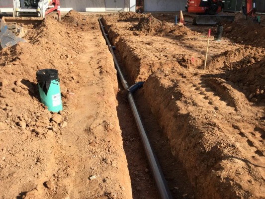 Digging trench for water fountain pipes
